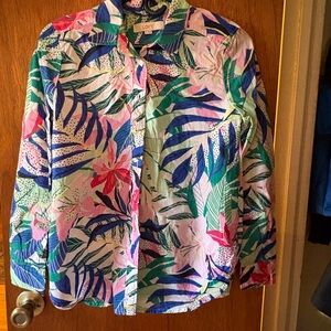 LOFT Vibrant Tropical Print Blouse